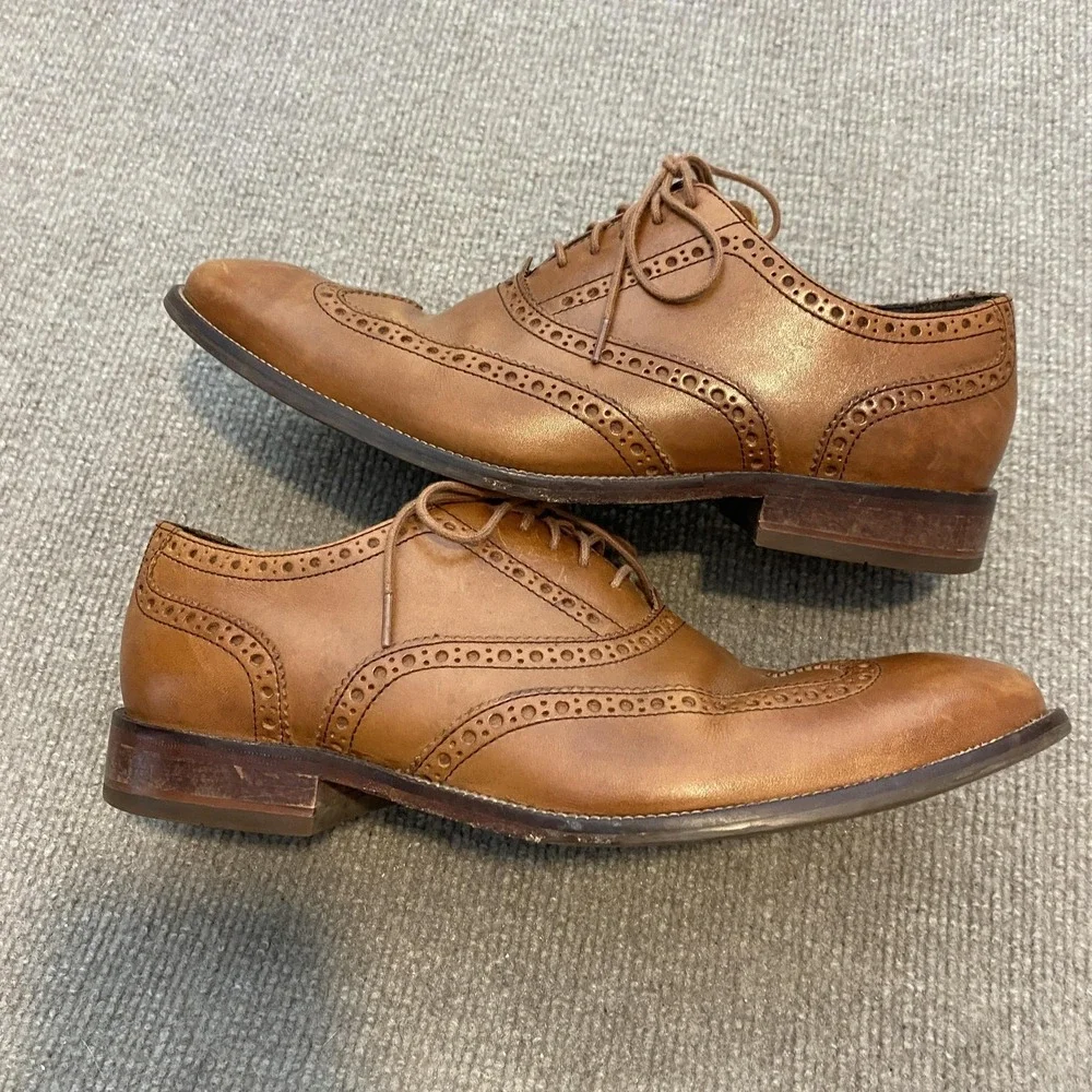 Cole Haan Shoes Mens Size 8 M Brown Leather Wingtip Brogue Dress Oxfords C12210